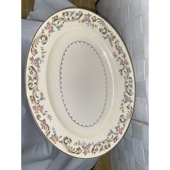 Paden City Pottery Oval Serving Platter Marlene Lace Vintage 1947 11.5”x8.5” USA - Picture 1 of 7